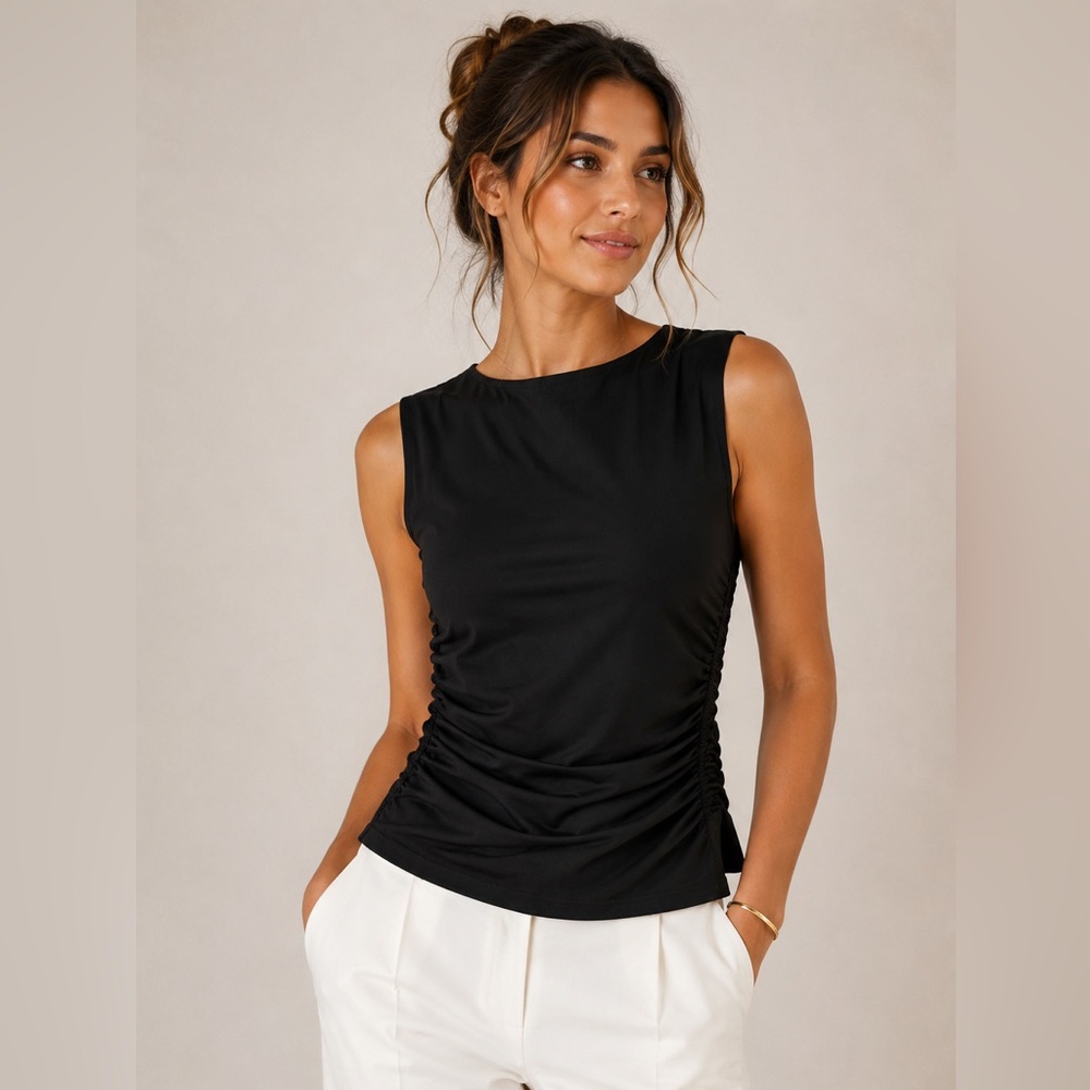 Derek Lam 10 Crosby Sophia Sleeveless Black Stretch Top M NWT